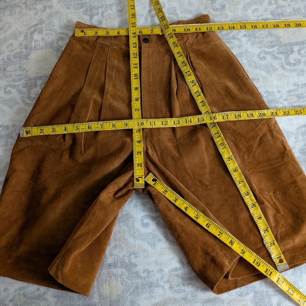 Bushwacker USA Vintage Suede Nubuck Leather High Waisted Shorts - Picture 11 of 13